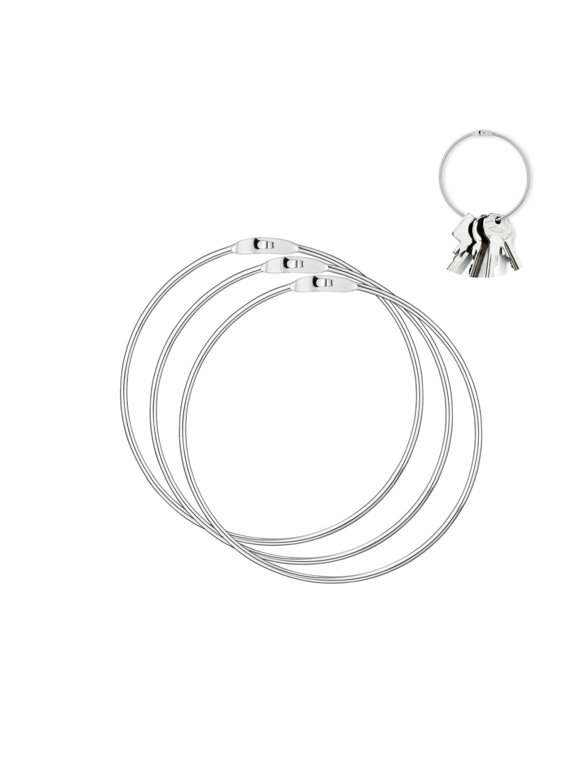 Heavy Duty Metal O-Rings Keychain (3 pcs),Large Silver Key Organization,Sturdy Locking Ring for Cards,Flashcards,Office,Home,and Craft Use,0.16x5.8"