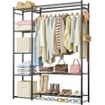 Heavy Duty Metal Open Wardrobe Rack With Shoe Shelves Top Wire Storage ...