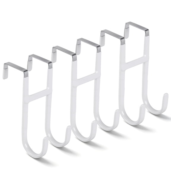 Romeda Over The Door Hooks for Bedrooms Stick Out 3pcs, White Outdoor Hooks Heavy Duty Metal Shower Door Hooks for Hanging Clothing