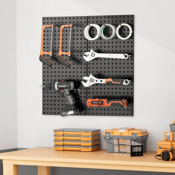 Heavy-Duty Metal Pegboard 2-Pack, 24x12 Inch Wall-Mounted Garage Organizer for Tools & Accessories