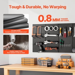 Heavy Duty Metal Pegboard Panels,24x12 ",4-Pack Black Peg Board Wall Organizer with Hooks for Garage,Office,Kitchen,and Tool Storage Organization