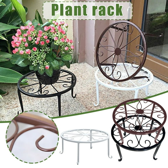 Heavy Duty Metal Plant Stand 12.4In, 300lbs Capacity Rustproof Iron Flower Pot Holder for Indoor & Outdoor, Round Garden Container Base