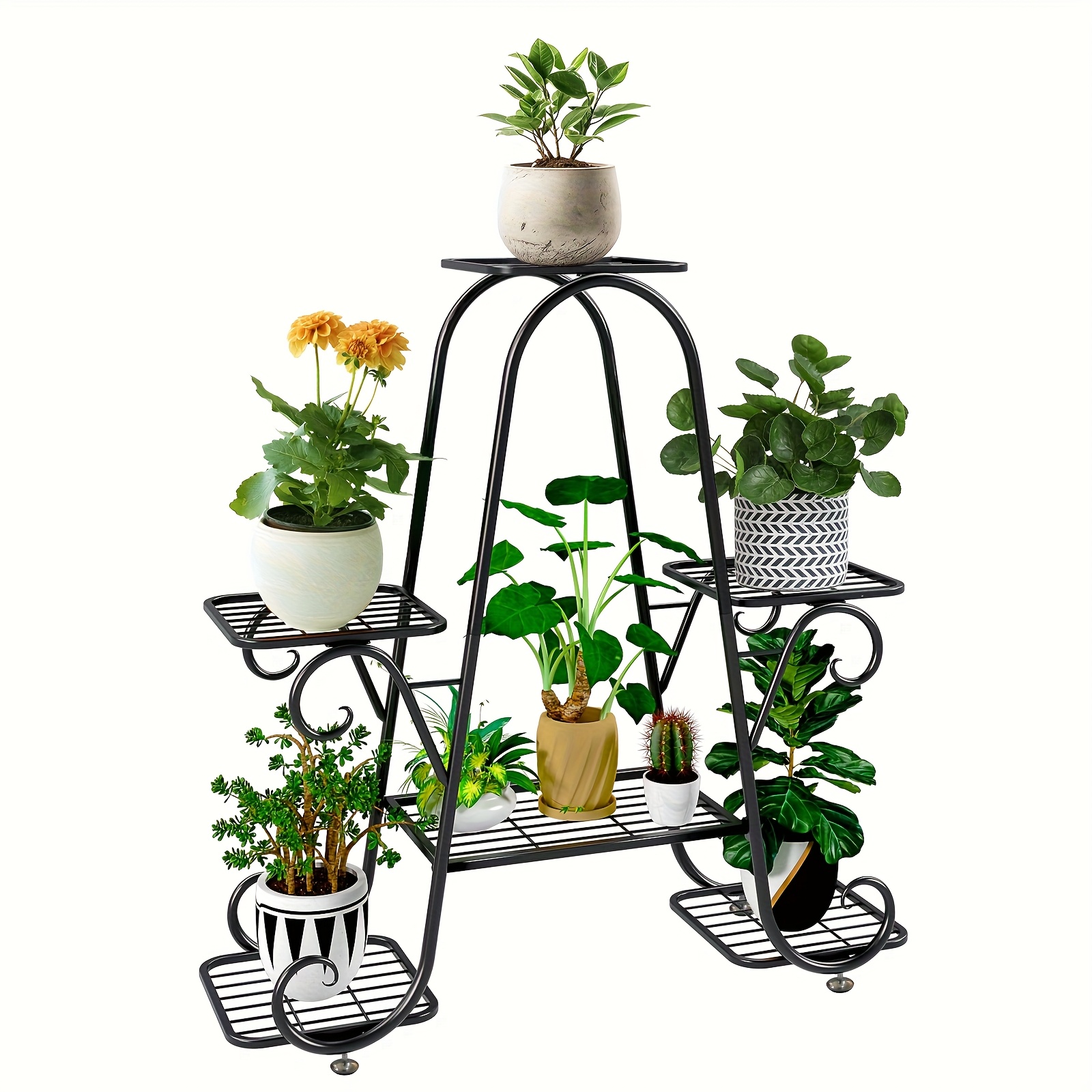 Heavy Duty Metal Plant Stand - Matte Black Iron Multi-Level Rack ...