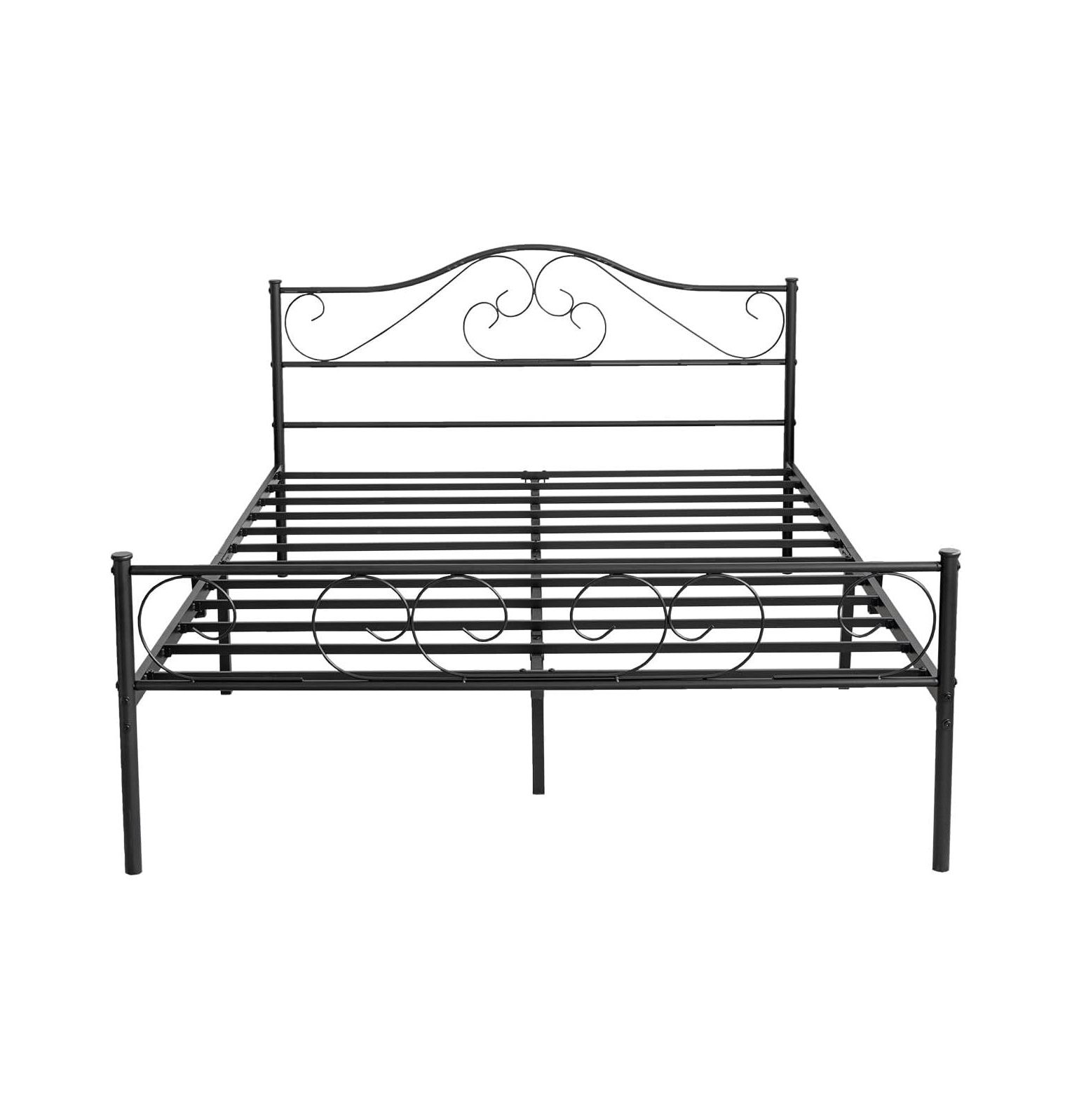 Heavy Duty Metal Platform Bed Frame Queen Size Black Bed Frame with