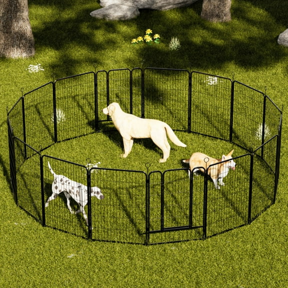 Heavy Duty Metal Playpen with Self-Locking Gate, Dog Fence Pet Outdoor and Indoor-Easy Setup Exercise Pen for Large Dogs