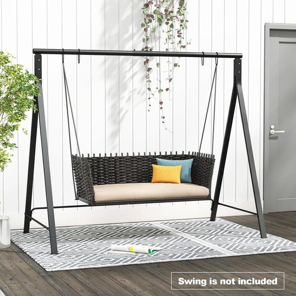 Heavy Duty Metal Porch Swing Stand Frame with 5 Hanging Rings for Outdoor Lawn Garden Backyard A-Frame Swing Support