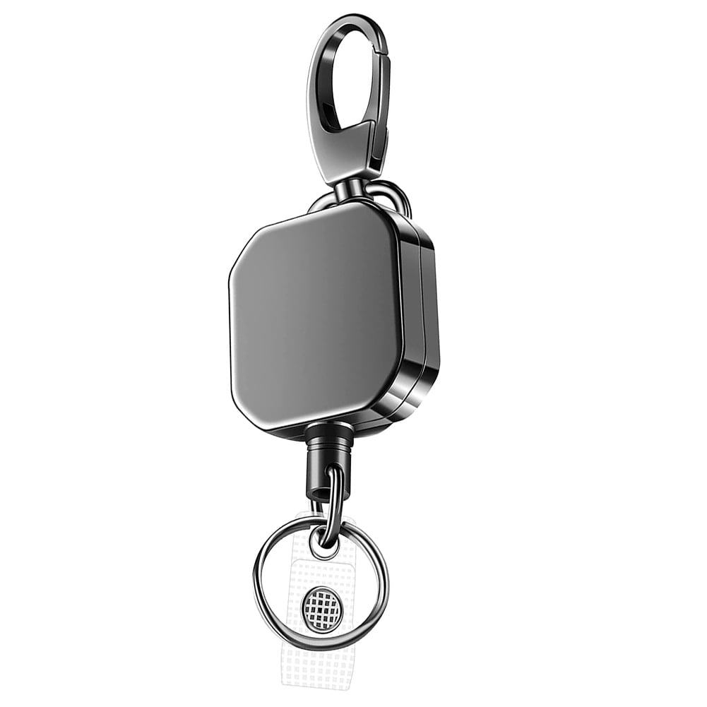 Retractable Keychain Carabiner Key Holders - Heavy Duty Retractable Key  Chain Badge Reel Clip with Steel Cable, Key Ring, Lobster Clasps for Office  Work (Pack of 2) 