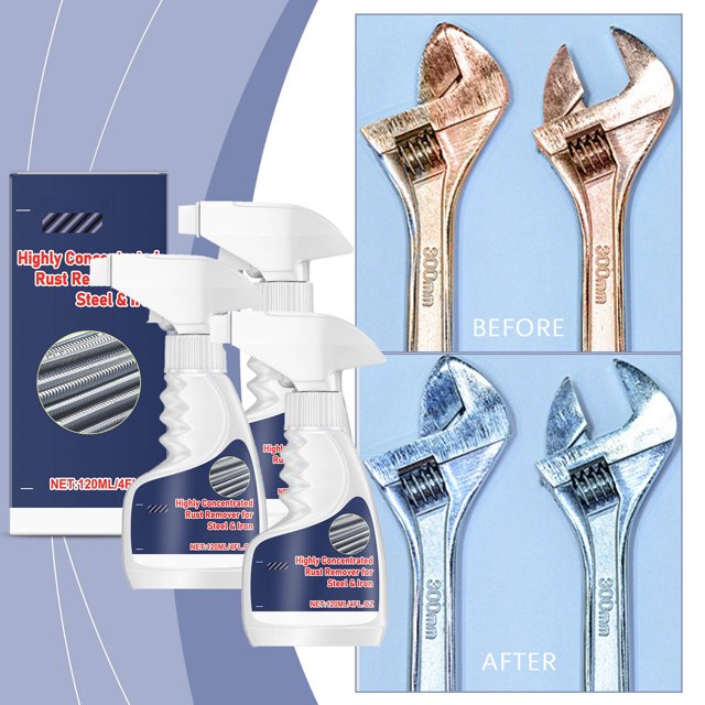 HeavyDuty Metal Rust Remover 12 FL OZ, Powerful Iron Remover Rust