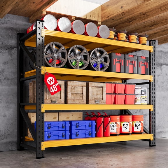 Heavy Duty Metal Shelving 3000LBS, 4-Tier Tall Steel Storage Rack with 24" Extra Deep Layers, Adjustable Utility Standing Shelf for Garage, Warehouse, Shop (48"W x 24"D x 70"H)