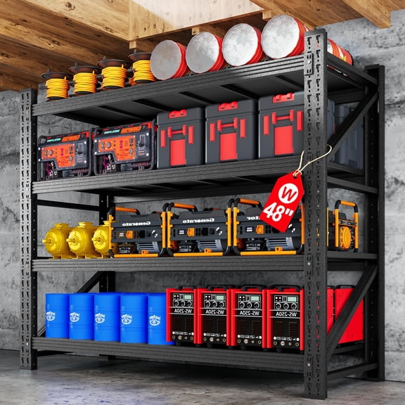 Heavy Duty Metal Shelving 3000LBS, 4-Tier Tall Steel Storage Rack with 24" Extra Deep Layers, Adjustable Utility Standing Shelf for Garage, Warehouse, Shop (48"W x 24"D x 70"H)