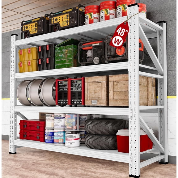 Heavy Duty Metal Shelving 3000LBS, 5-Tier Adjustable Steel Industrial Storage Rack with 24" Extra Deep Layers, Utility Standing Shelf for Shop, Basement, Warehouse (48"W x 24"D x 70"H)