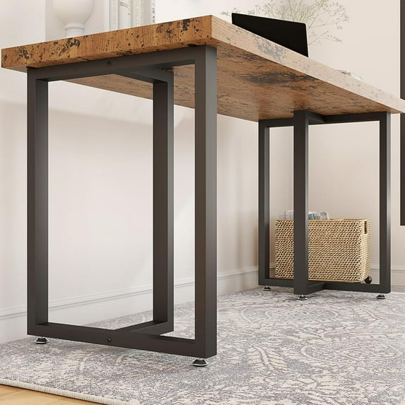 Heavy Duty Metal Table Legs 28 Inch by 24 Inch T Shape Industrial Desk Legs for Dining Table Office Desk Computer Table and Workbench Black 2 Pack