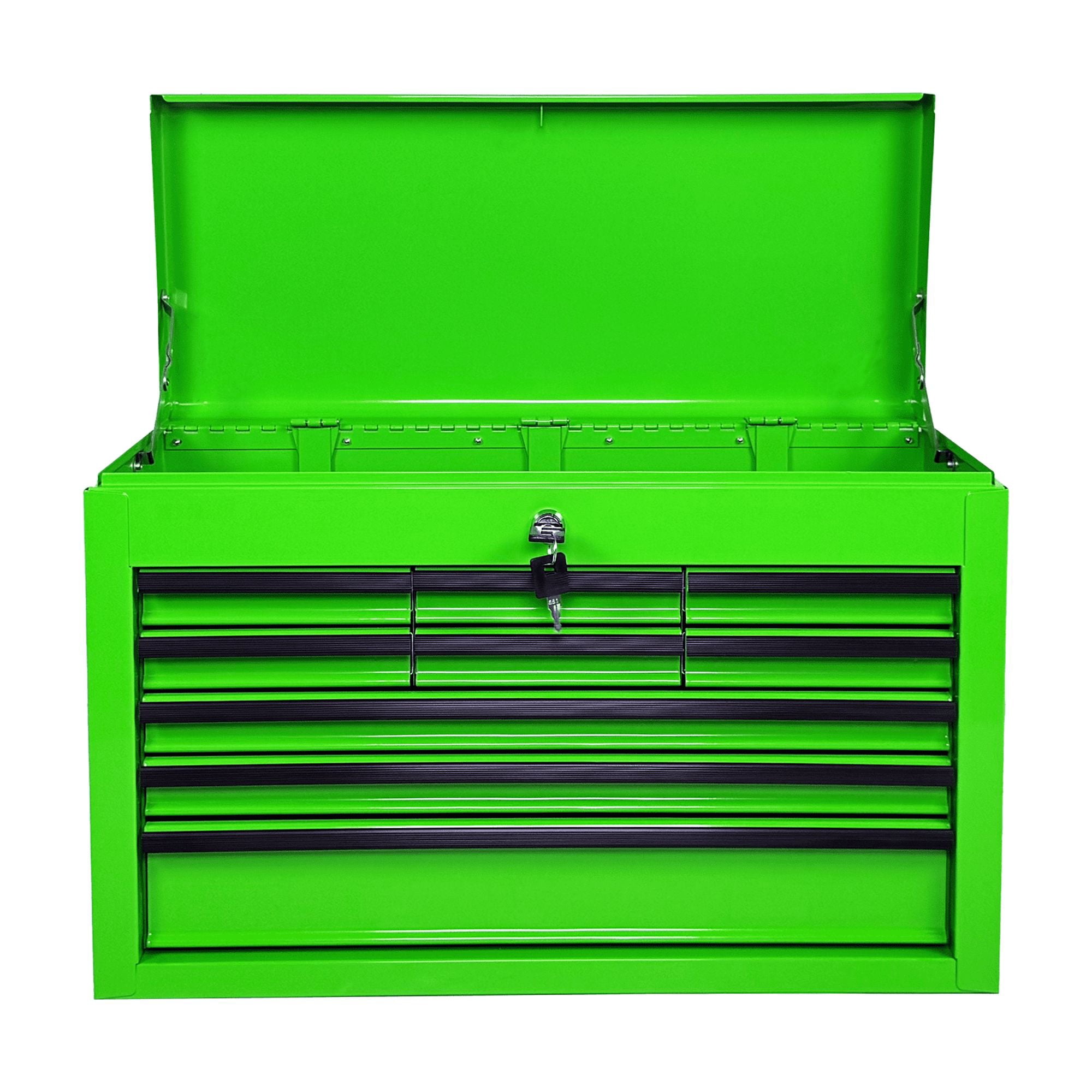 Heavy Duty Metal Tool Box,24 Inch Portable Tool Chest with 9 Drawers, Ball Bearing Slide Drawers with Auto-Locking System, Lockable Top Box Tool Organizer for Garage, Workshop, Truck,Green
