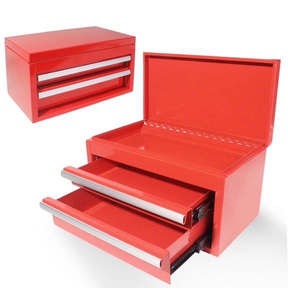 Heavy-Duty Metal Toolbox with 2 Drawers, Compact Tool Cabinet for Garage & Workshop