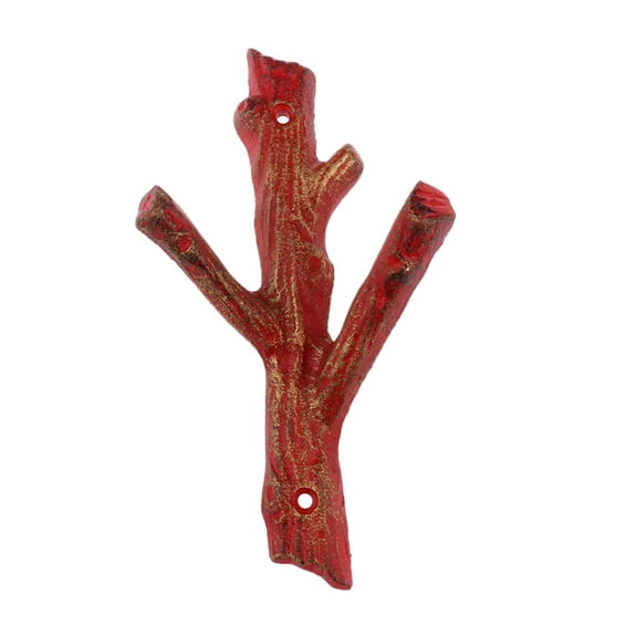 Heavy Duty Metal Tree Branch Hooks Coat Key Hat Tol Clothes Hook Hanger Rack Red