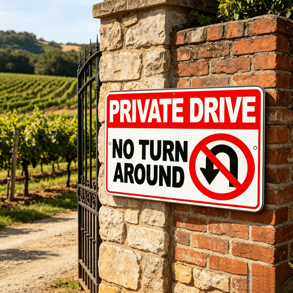Heavy Duty Metal No Trespassing Sign 12In Private Drive No U Turn Warning Outdoor Security Weather Resistant Rust Proof Bold Lettering Easy Mount Durable Quality Sturdy Home Goods Unit