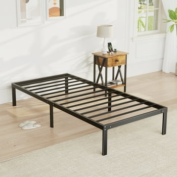 Heavy Duty Metal Twin Bed Frame with Under Bed Storage - 14 Inches High, Sturdy Steel Slat Support, No Box Spring Required, Platform Bed Frame