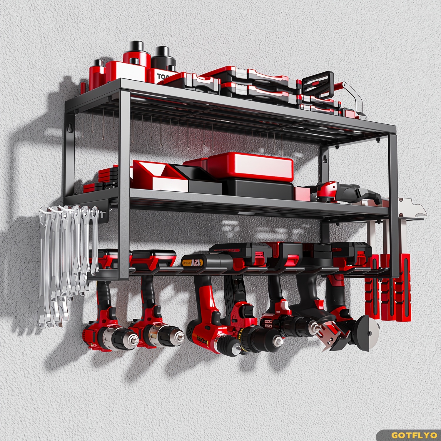 Heavy-Duty Metal Wall-Mounted Drill Bit Storage Rack - Space-Saving ...