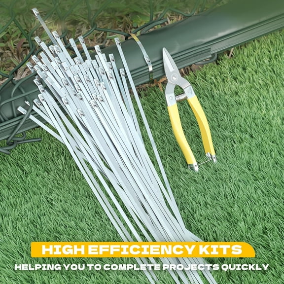 Heavy Duty Metal Zip Ties (With Tie Cutter) Uv Resistant Stainless Steel Zip Ties, 11.8 Inch 50 Pieces, Self-Locking Zip Ties, Suitable For Fixing Fences, Pipes, Etc. Outdoor