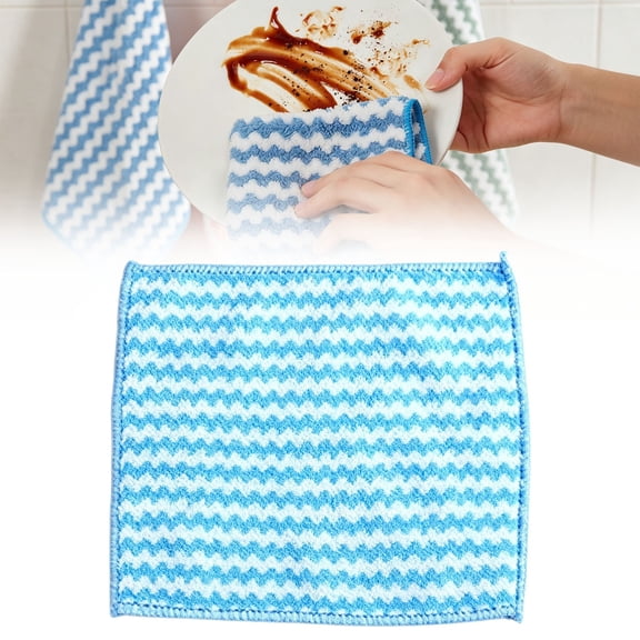 Heavy-Duty Microfiber Scouring Rag, Dual-Texture Kitchen Towel & Glass Cleaning Cloth, Scratch-Free Lint-Free Absorbent Towel for Home Car RV, Sky Blue, By Harlik