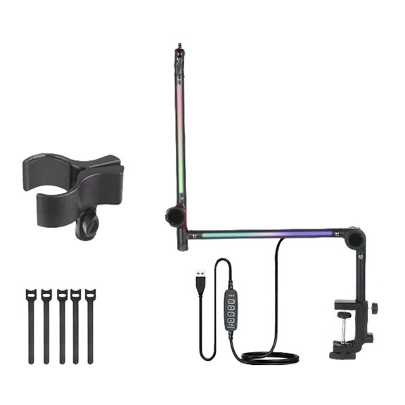 Heavy Duty Microphone Stand Boom Arm Desktop Mic Stand for Most Mic Easy Installation Microphone Boom Arm with Light