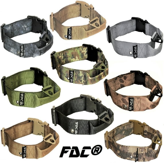 Heavy Duty Military Army Tactical Dog Collar Handle Width 1.5in Plastic Buckle with Tag Hole Sz M: Neck 12" - 14"