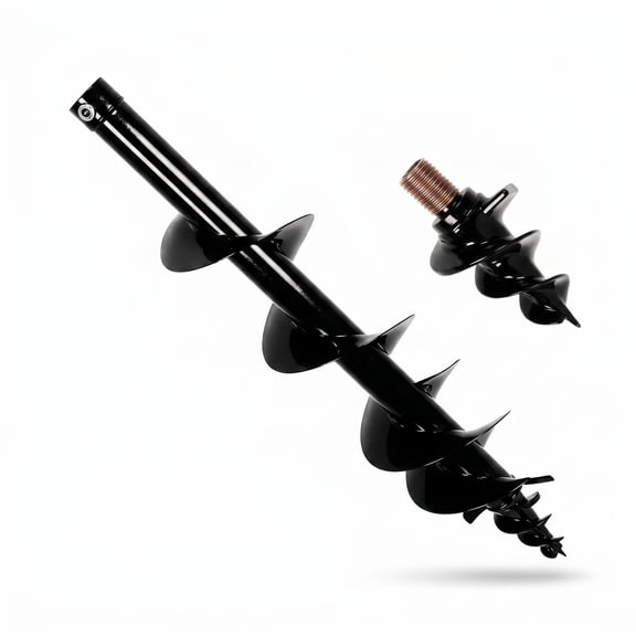 Heavy Duty Mini Excavator Attachments, 8in/20cm Black Alloy Steel Hydraulic Driven Auger Bit, High Toughness Auger Drill Rod for Ranch Fence Hole Digging