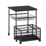 Heavy-Duty Mini Fridge Stand with Storage Drawer & Lockable Wheels, 300-LBS Capacity   Black