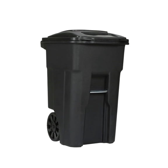 Heavy Duty Mobile Trash Can Outdoor Garbage Bin With Two Rugged Wheels And Ergonomic Handle, Large Capacity Waste Container Cupboard For Residential Commercial Yard Garage, Classic Utility Style, Bla