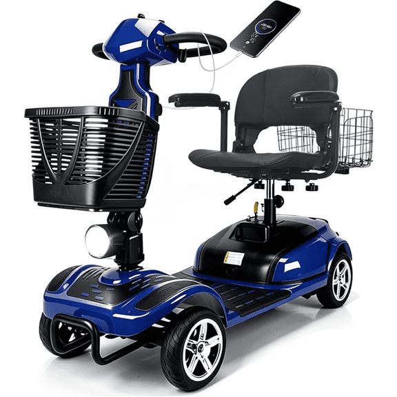 Heavy Duty Mobility Scooters for Seniors and Adults. 350W All Terrain Fast Wheelchair with Two Baskets. 350-400 lbs Laod Capacity .with 20A Long Range Power Battery.