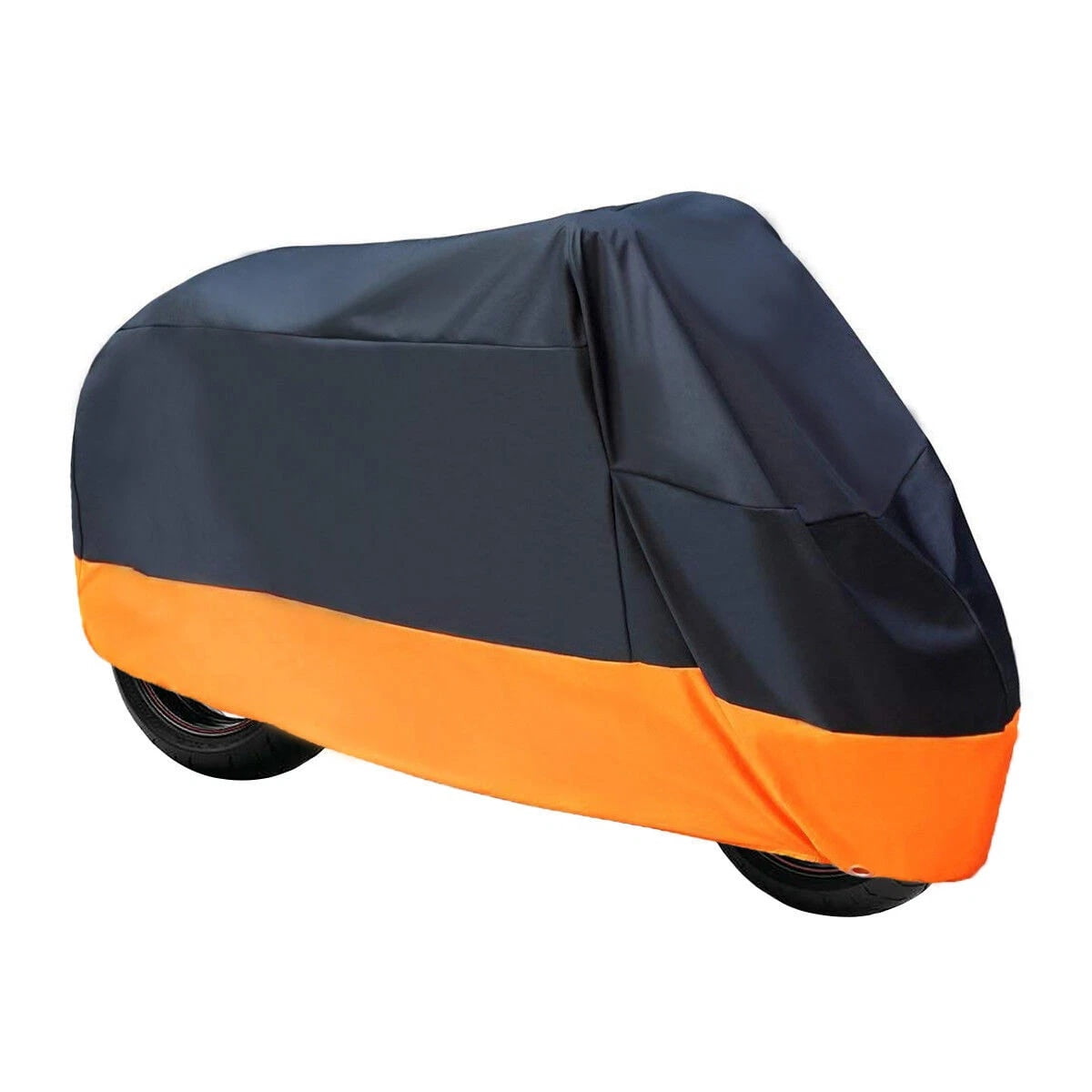 Heavy Duty Motorcycle Cover Universal Waterproof, Windproof Motorbike Cover with Lock Holes and Storage Bag, Fits up to 104" (Black-Orange)
