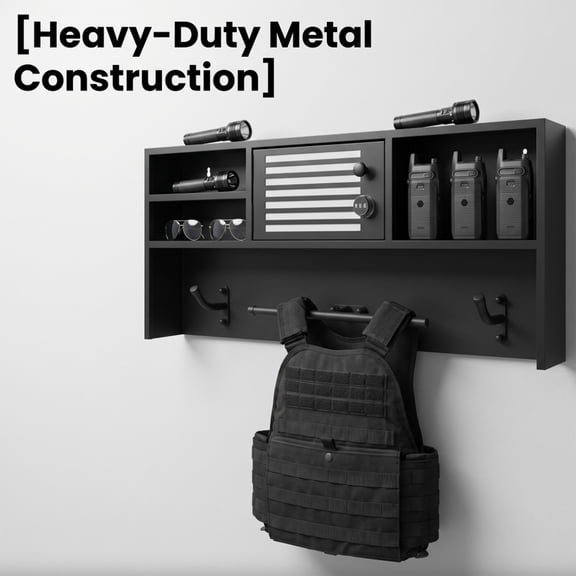 Heavy Duty Motorcycle Gear Rack Wall Mounted - Multi-functional Helmet Holder and Riding Jacket Display Stand, Utility Storage Shelf Organizer for Garage & Mudroom