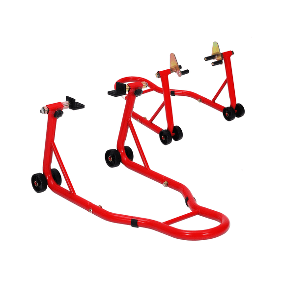 Heavy Duty Motorcycle Lift Stand, 900LBS Capacity Front & Rear Wheel Paddock Stand with Adjustable Swingarm Spools, Universal Bike Scissor Lift for Motorcycle Maintenance, Repair & Cleaning (Red)