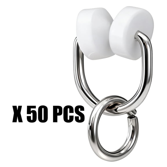 Heavy Duty Motorhome Curtain Track Rollers Hooks With Nylon Metal Construction For Secure Window Covering Stability 50pc