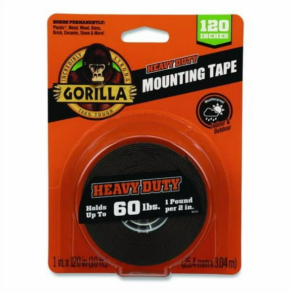 Heavy Duty Mounting Tape, Permanent, Holds Up to 60 lb (1 lb per 2 in), 1 x 120, Black | Bundle of 2