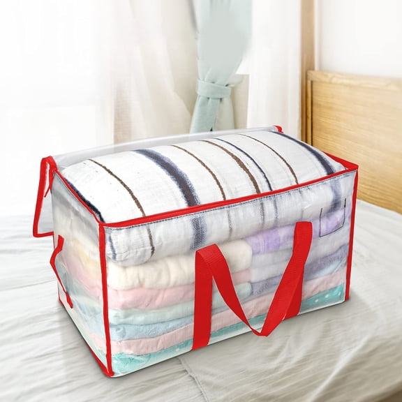 Heavy Duty Moving Bag, Foldable Blanket Storage, Large Capacity Clear Quilt Container for Closet Organizer, House Move or Dorm Room