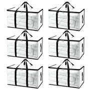 6 Pack Heavy Duty Moving Bags, Extra Large Clear Storage Bags with Zipper & Handles, Waterproof Reusable Organizers for Clothes, Bedding, Travel