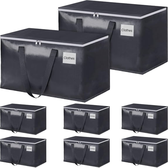 Heavy-Duty Moving Bags: Durable Storage Totes with Zipper, Reinforced Handles, and Tag Pocket - Collapsible Moving Supplies for Moving, Storage, and Travel (93L)