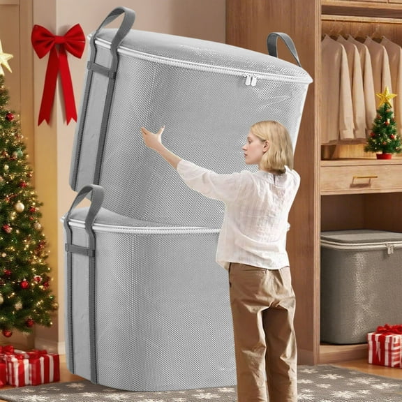 Heavy Duty Moving Storage Bag with Reinforced Handles, Large Capacity for Clothes, Quilts, Bedding, Waterproof, Double Zipper, Foldable Ideal for Travel, Dorm, Christmas Storage