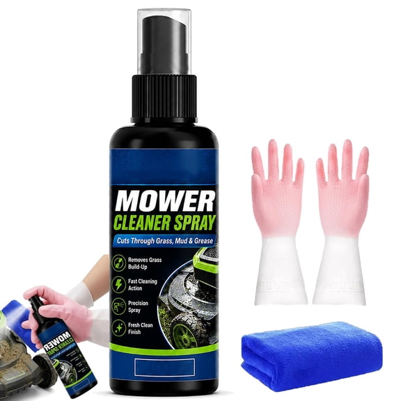 Heavy Duty Mower Cleaner Degreaser, 100ML Lawn Mower Cleaner Spray, Heavy-Duty Engine Cleaner Spray, Fast Acting Grease Remover & Surface Cleaners for Lawn Mowers, Tractors & Tools(1Set)
