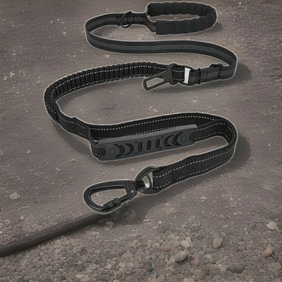 Skruffies Love Heavy Duty Multi-Function Dog Leash with Seatbelt, XL Breed, 5ft Bungee, Black