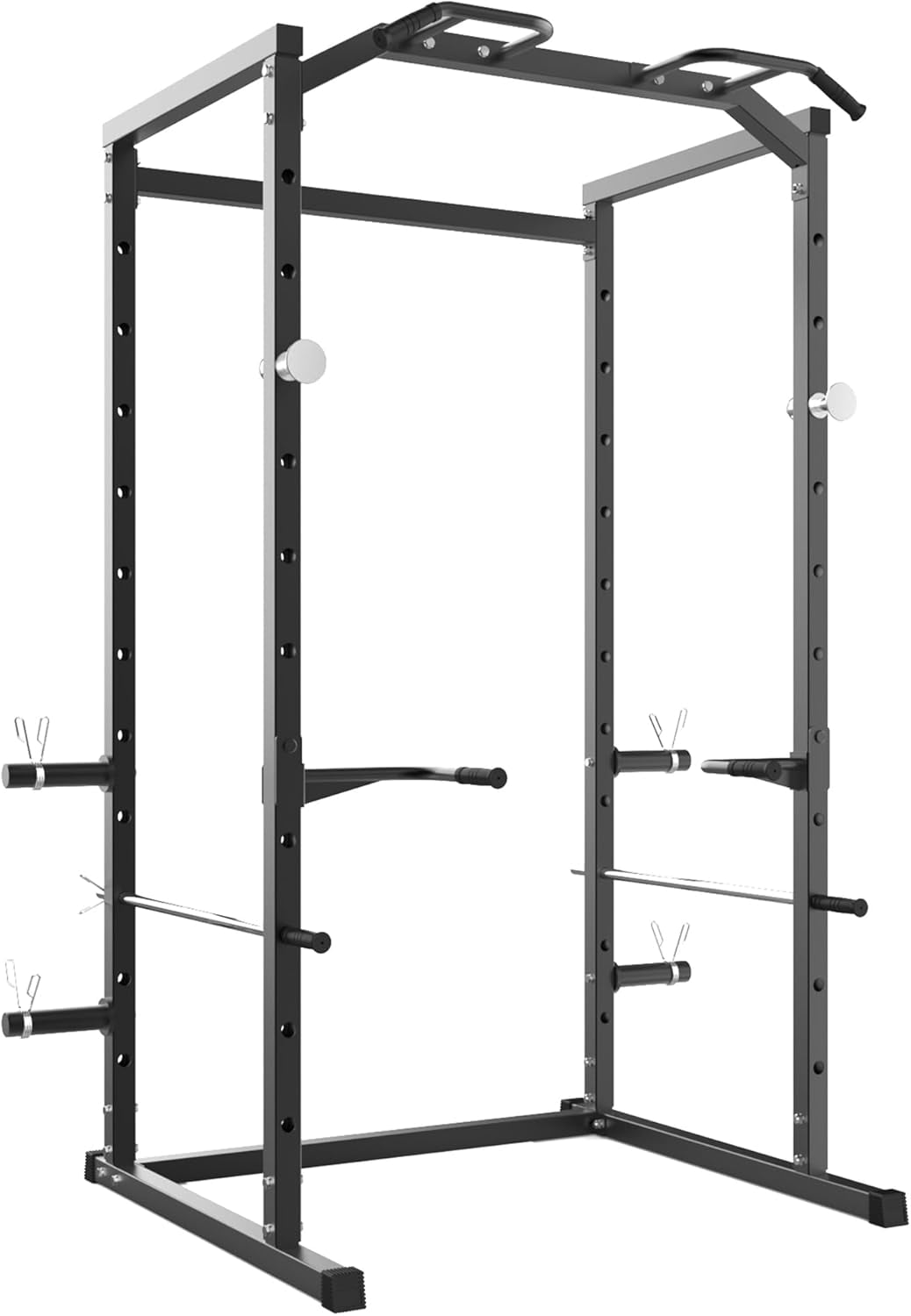 Heavy Duty Multi-Function Power Cage Squat Rack – 1100LB Capacity with Pull-Up Bar, Adjustable Safety Bars, Bench Press Rack for Home Gym Strength Training