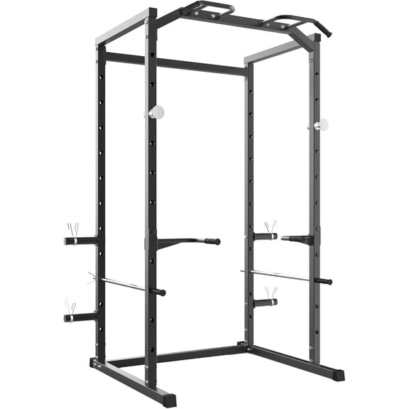 Heavy Duty Multi-Function Power Cage Squat Rack – 1100LB Capacity with Pull-Up Bar, Adjustable Safety Bars, Bench Press Rack for Home Gym Strength Training
