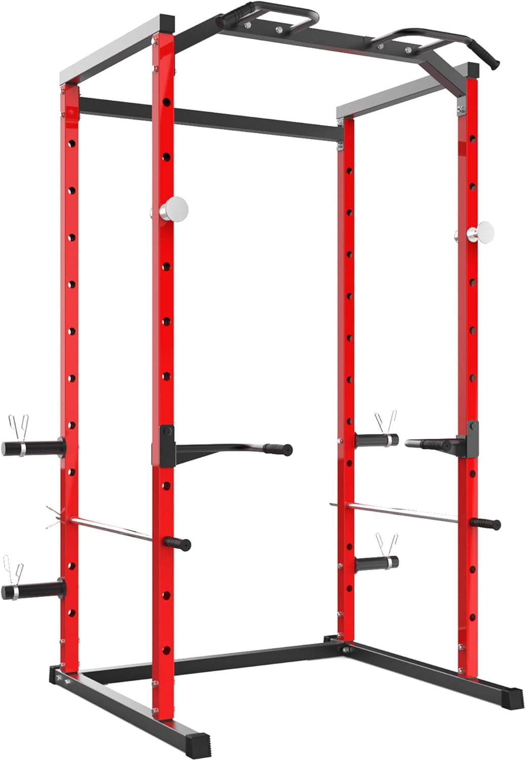Heavy Duty Multi-Function Power Cage Squat Rack – 1100LB Capacity with Pull-Up Bar, Adjustable Safety Bars, Bench Press Rack for Home Gym Strength Training