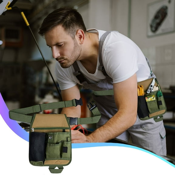 Heavy Duty Multi Pocket Tool Belt, Industrial Waist Pack, Utility Pouch with Hardware, Thickened Canvas Material, Efficient Storage with Multiple Pockets, Breathable Waistband, Waterproof Outer Layer