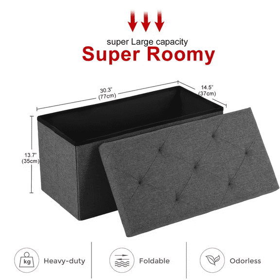 Heavy-Duty Multi-Purpose Folding Storage Ottoman Bench with Seat | Indoor/Outdoor, Space-Saving Design, Non-Porous Easy-Clean Surface