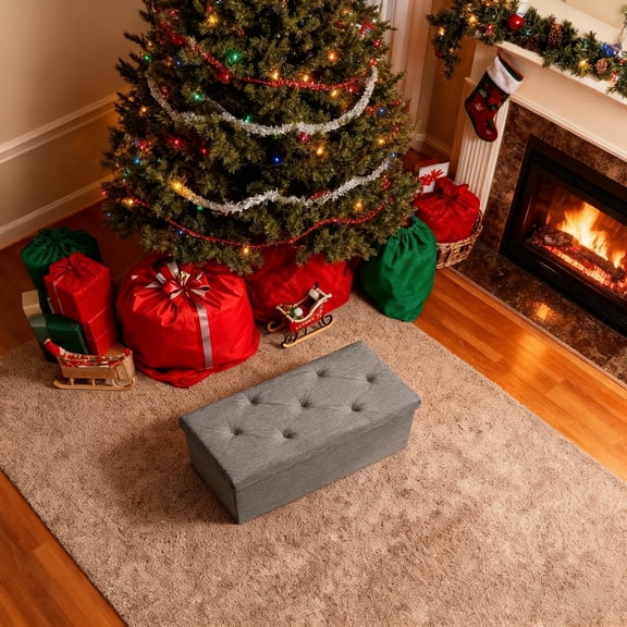 Heavy-Duty Multi-Purpose Folding Storage Ottoman Bench with Seat | Indoor/Outdoor, Space-Saving Design, Non-Porous Easy-Clean Surface