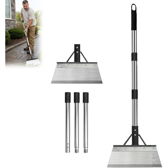 Heavy-Duty Multi-Purpose Garden Scraper & Ice Breaker, Multifunctional Garden Cleaning Flat Shovel, Manganese Steel Weed Scraper with Detachable Handle for Farm, Moss, Floor (47 in)