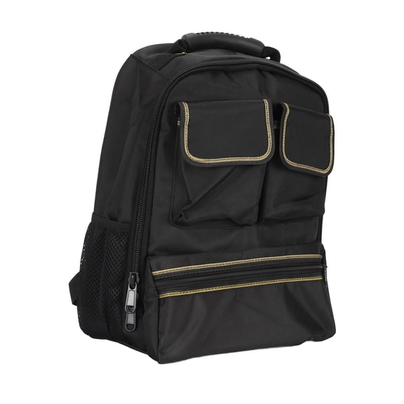 Heavy Duty Multi Purpose Tool Backpack Waterproof 16.5 Inches Oxford Fabric Electrician Maintenance Hardware Bag with Padded Shoulder Straps