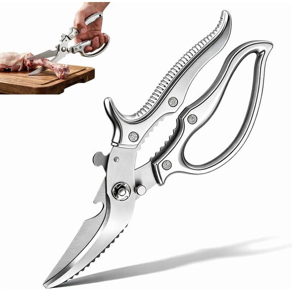 Heavy-Duty Multifunction Kitchen Shears, Ultra Sharp Stainless Steel Poultry Scissors for Bone Chicken Turkey, Multi-Purpose Kitchen Scissors with Bottle Opener Fish Scale Scraper Nut Cracker (1)